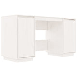 Desk White 140x50x75 cm Solid Wood Pine - Front View