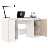 Desk White 140x50x75 cm Solid Wood Pine - Top-Down View