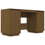 Desk Honey Brown 140x50x75 cm Solid Wood Pine - Front View