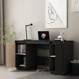 Desk Black 140x50x75 cm Solid Wood Pine - Side View