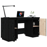 Desk Black 140x50x75 cm Solid Wood Pine - Top-Down View