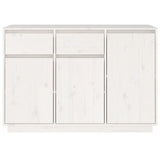 Sideboard White 110x34x75 cm Solid Wood Pine - Side View