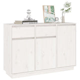 Sideboard White 110x34x75 cm Solid Wood Pine - Rear View