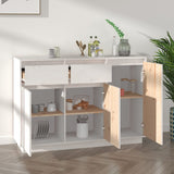 Sideboard White 110x34x75 cm Solid Wood Pine - Close-Up Angle