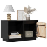 TV Cabinet Black 74x35x44 cm Solid Wood Pine - Side View