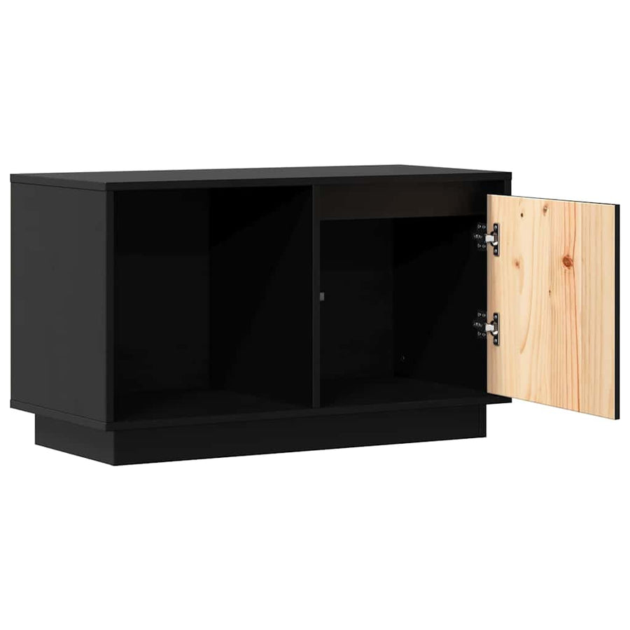 TV Cabinet Black 74x35x44 cm Solid Wood Pine