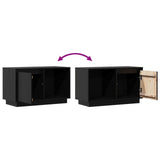 TV Cabinet Black 74x35x44 cm Solid Wood Pine - Low Angle