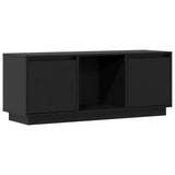TV Cabinet Black 110.5x35x44 cm Solid Wood Pine - Front View