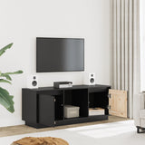 TV Cabinet Black 110.5x35x44 cm Solid Wood Pine - Side View