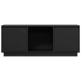 TV Cabinet Black 110.5x35x44 cm Solid Wood Pine - 45-Degree Angle