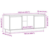 TV Cabinet Black 110.5x35x44 cm Solid Wood Pine