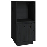 Sideboard Black 38x35x80 cm Solid Wood Pine - Front View