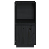 Sideboard Black 38x35x80 cm Solid Wood Pine - Side View