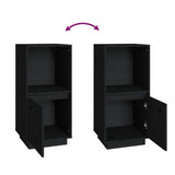 Sideboard Black 38x35x80 cm Solid Wood Pine - Rear View