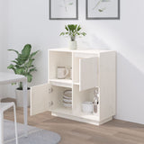 Sideboard White 74x35x80 cm Solid Wood Pine - Side View
