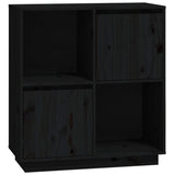 Sideboard Black 74x35x80 cm Solid Wood Pine - Front View