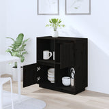 Sideboard Black 74x35x80 cm Solid Wood Pine - Side View