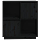 Sideboard Black 74x35x80 cm Solid Wood Pine - Rear View
