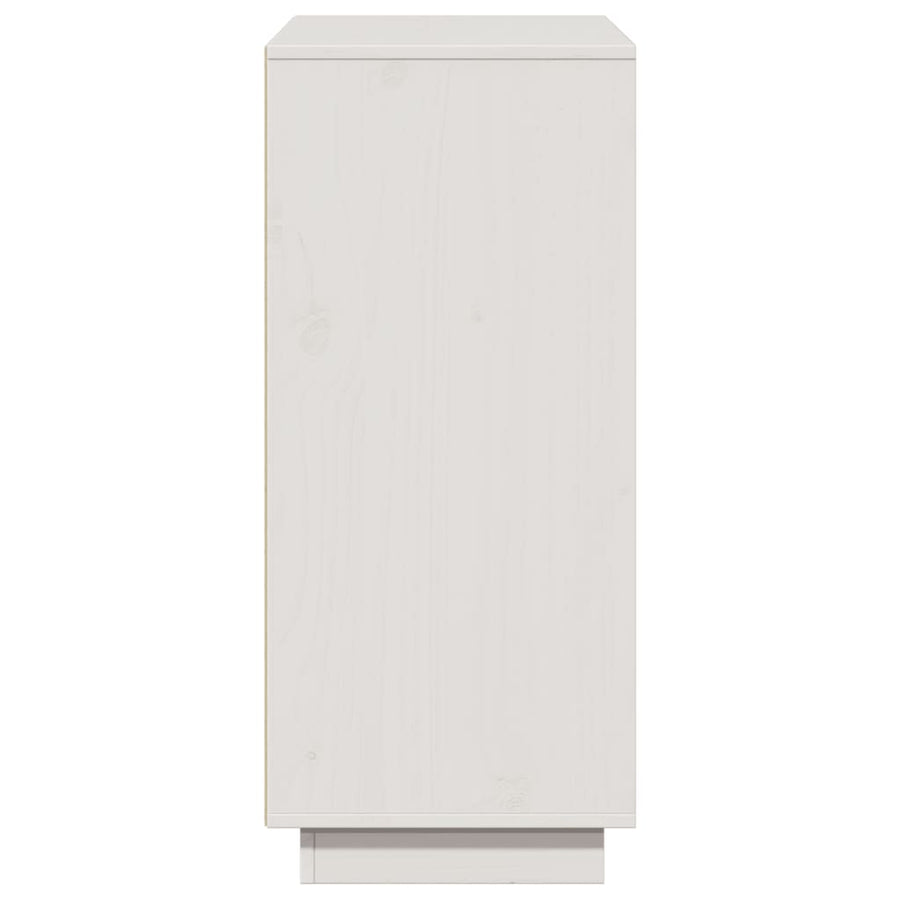 Sideboard White 110.5x35x80 cm Solid Wood Pine