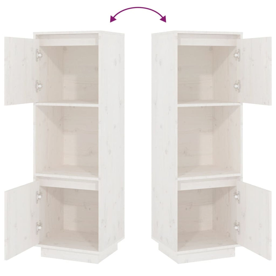 Highboard White 38x35x117 cm Solid Wood Pine