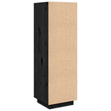 Highboard Black 38x35x117 cm Solid Wood Pine - Rear View