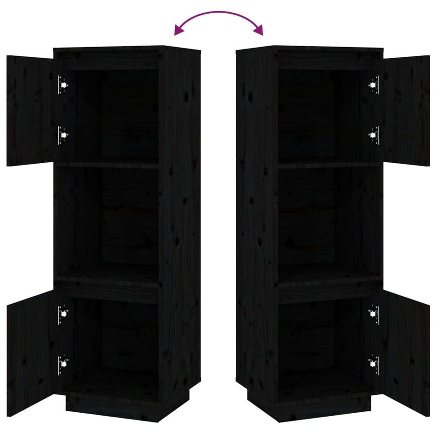 Highboard Black 38x35x117 cm Solid Wood Pine