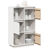 Highboard White 74x35x117 cm Solid Wood Pine - 45-Degree Angle