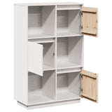 Highboard White 74x35x117 cm Solid Wood Pine - Close-Up Angle