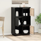 Highboard Black 74x35x117 cm Solid Wood Pine - Side View