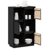 Highboard Black 74x35x117 cm Solid Wood Pine - 45-Degree Angle