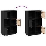 Highboard Black 74x35x117 cm Solid Wood Pine - Extra Image