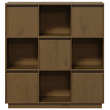 Highboard Honey Brown 110.5x35x117 cm Solid Wood Pine - Rear View