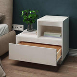 Bedside Cabinet White 60x34x51 cm Solid Wood Pine - Side View