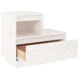 Bedside Cabinet White 60x34x51 cm Solid Wood Pine - Rear View
