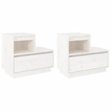 Bedside Cabinets 2 pcs White 60x34x51 cm Solid Wood Pine - Front View