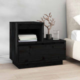 Bedside Cabinets 2 pcs Black 60x34x51 cm Solid Wood Pine - Side View