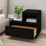 Bedside Cabinets 2 pcs Black 60x34x51 cm Solid Wood Pine - Top-Down View