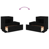 Bedside Cabinets 2 pcs Black 60x34x51 cm Solid Wood Pine