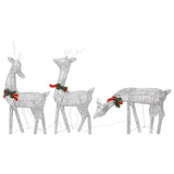 Christmas Reindeer Family 270x7x90 cm Silver Cold White Mesh - Side View