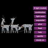 Christmas Reindeer Family 270x7x90 cm Silver Cold White Mesh - Extra Image