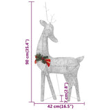 Christmas Reindeer Family 270x7x90 cm Silver Cold White Mesh