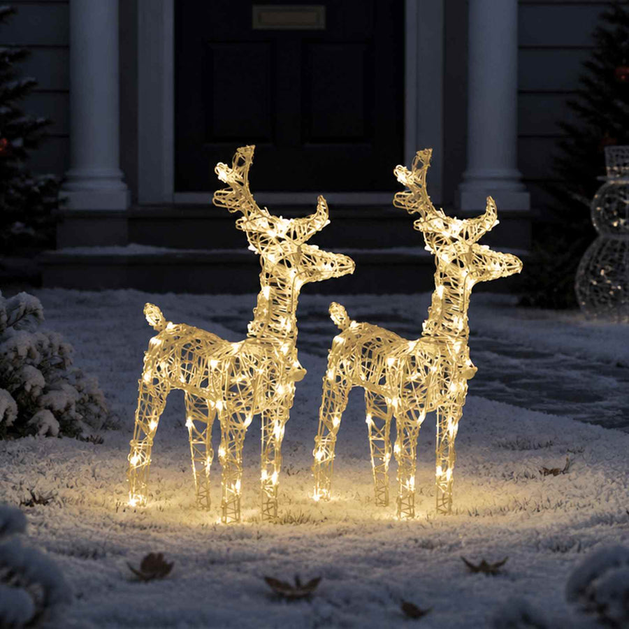 Christmas Reindeers 2 pcs Warm White 80 LEDs Acrylic