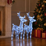 Christmas Reindeers 2 pcs Cold White 80 LEDs Acrylic