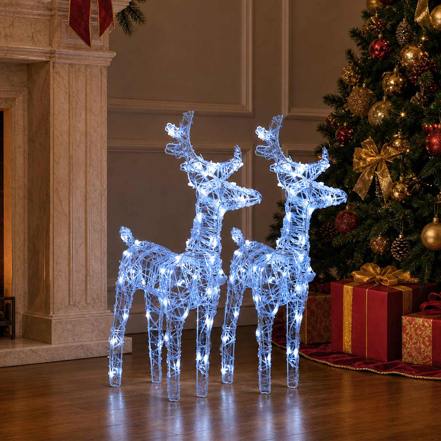 Christmas Reindeers 2 pcs Cold White 80 LEDs Acrylic