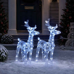 Christmas Reindeers 2 pcs Cold White 80 LEDs Acrylic