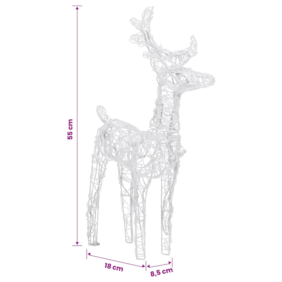 Christmas Reindeers 2 pcs Cold White 80 LEDs Acrylic