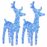 Christmas Reindeers 2 pcs Blue 80 LEDs Acrylic - Front View
