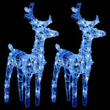 Christmas Reindeers 2 pcs Blue 80 LEDs Acrylic - Side View