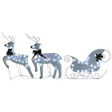 Reindeer & Sleigh Christmas Decoration 60 LEDs Outdoor White - Front View