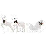 Reindeer & Sleigh Christmas Decoration 60 LEDs Outdoor White - Side View